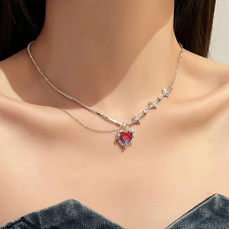 【BLACKPURPLE】Guerlande Heart B Chain Necklace Black Heart Necklace - Etsy