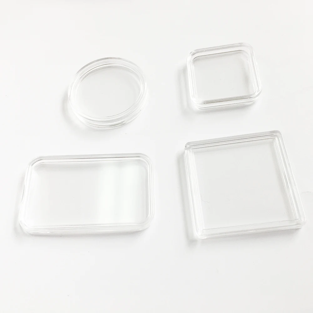 Clear Plastic Rotating Coin Capsule Display Case Holder Square Acrylic ...