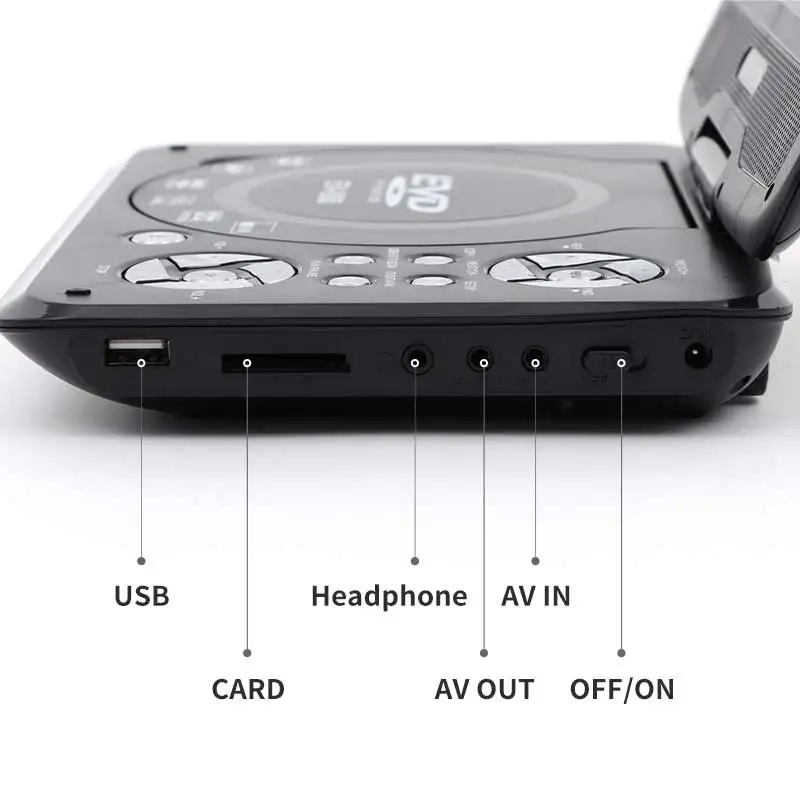 7.5 Inch LED Screen  Rechargeable Battery Analog TV USB FM Portable DVD Player