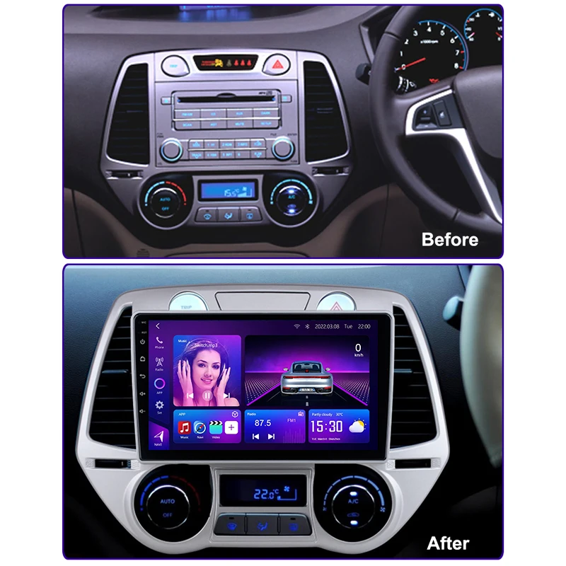 Car Radio Multimedia Navigation Gps For Hyundai I20 2008-2012 Carplay ...