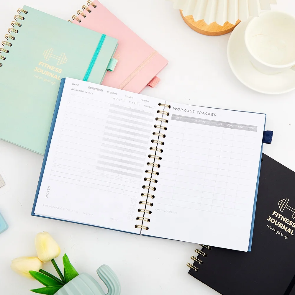 LION Quality Fashionable Spiral Diary Fitness Workout Wellness Journal Planner Notebook