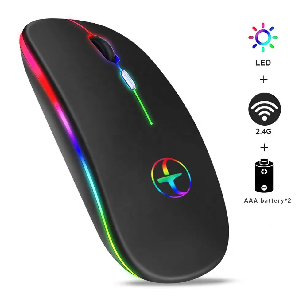 Wholesale Battery operated mini ultra thin silent mute led lights computer  laptop wireless mouse From m.