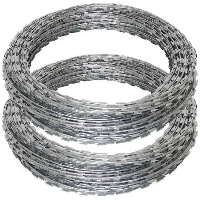 Factory Price Security Razor Wire Fence Galvanized Concertina Iron Wire Coil Barbed Wire for Security Purpose