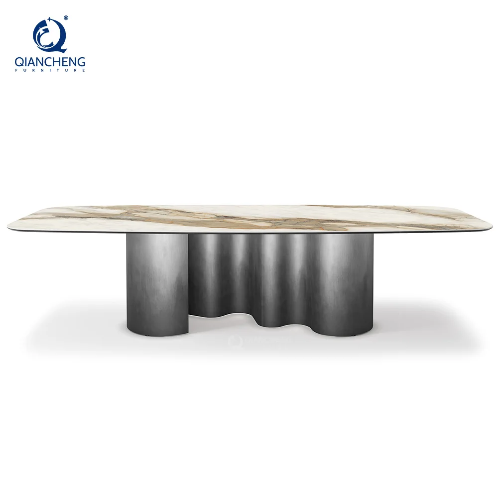 Qiancheng Modern Dining Table with Adjustable and Expandable Extension for Space-Saving Kitchen and Dining Room Furniture