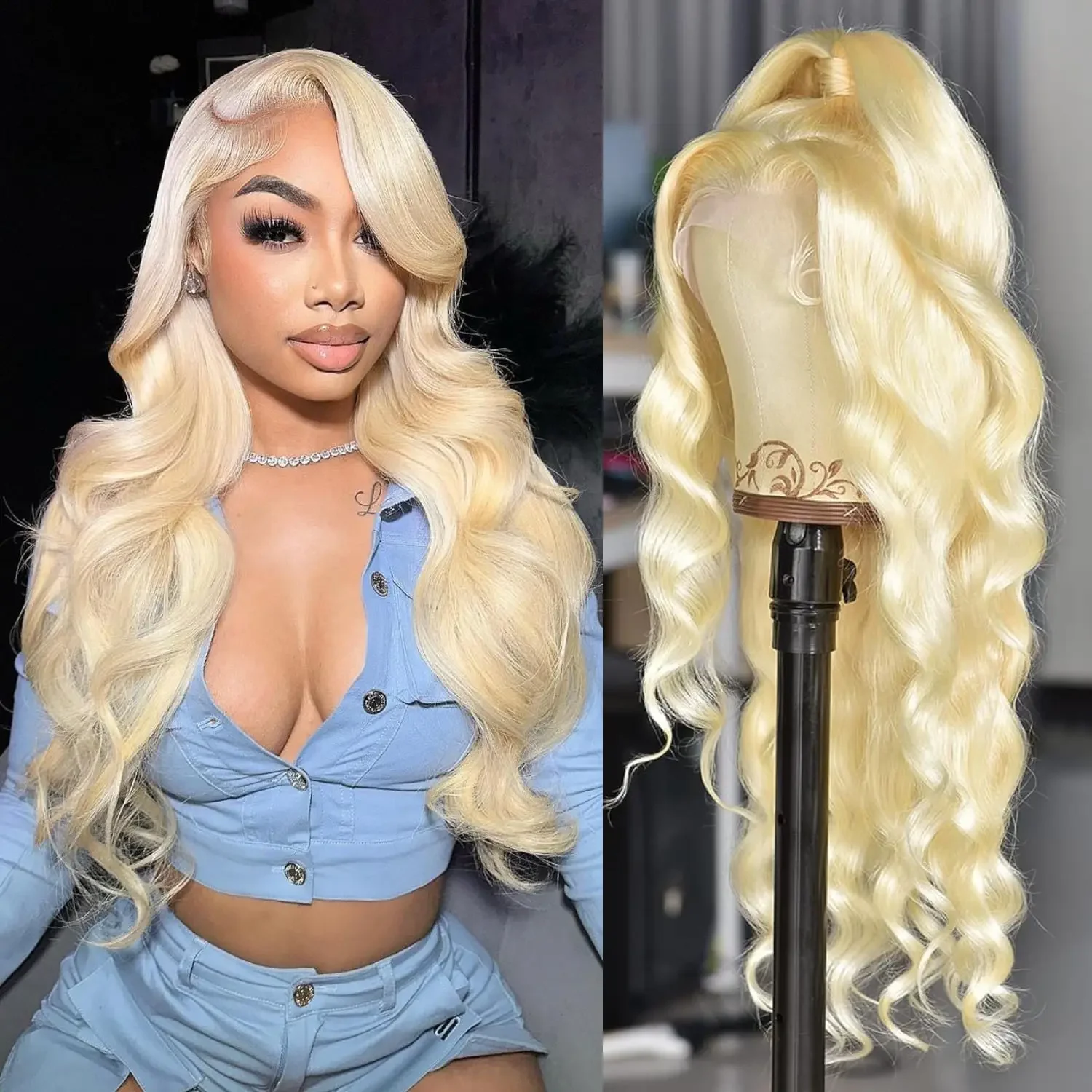 Parrucca frontale in pizzo HD biondo miele 613 Body Wave con capelli umani brasiliani 13x4 13x6_voghion.com