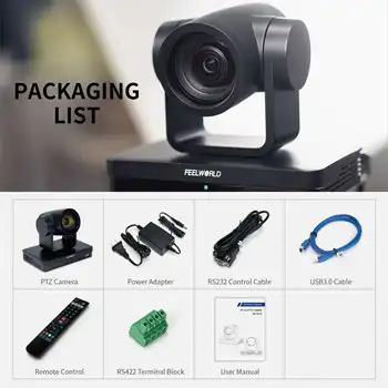 FEELWORLD UHD4K12X 4K PTZ Camera with Auto Tracking for Live Streaming Wholesale Supplier Customizable Design Factory Price product image