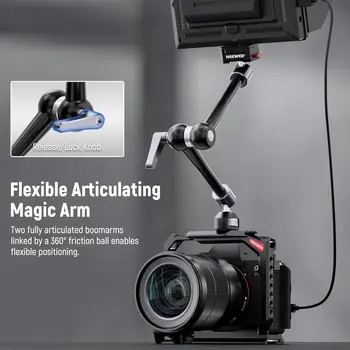 NEEWER 11" Magic Arm Camera Mount with Quick Release Plate & Dual 360 Degree Ball Heads  Aluminum Articulating Arm for DSLR detail image
