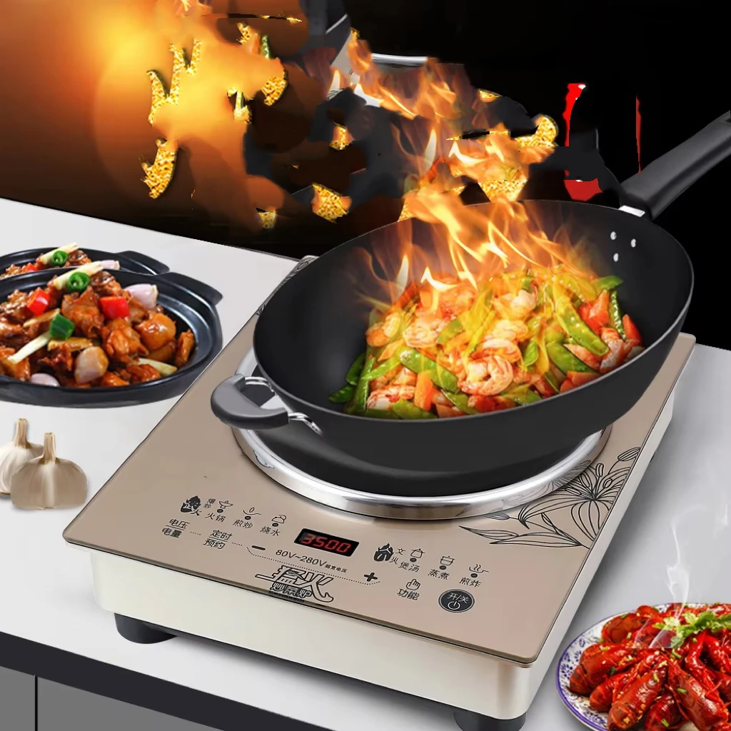 3500W High-Power Concave Induction Cooker Ceramic USB/Electric Household Stir-Fry Smart Touch Screen Induction Cooker
