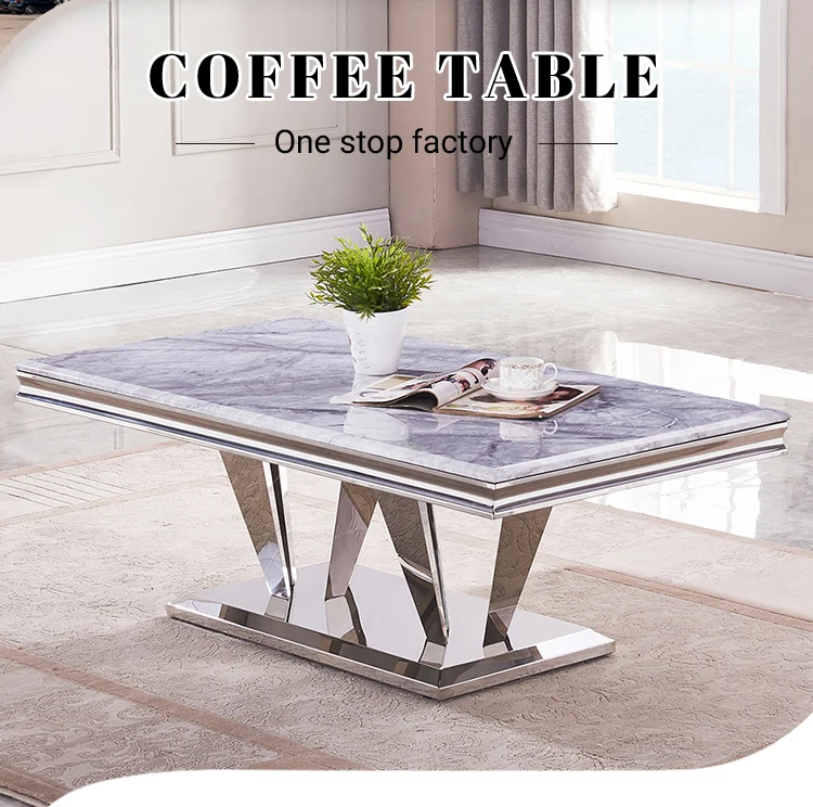 Fanxi Factory Living Room Furniture Wholesale Uk Metal Stone Coffee