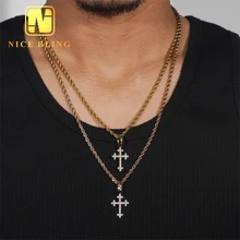 Iced Out Round Cut Fine Hip Hop Jewelry Pendant 925 Silver Cubic Zircon Cross Pendant For Men Women