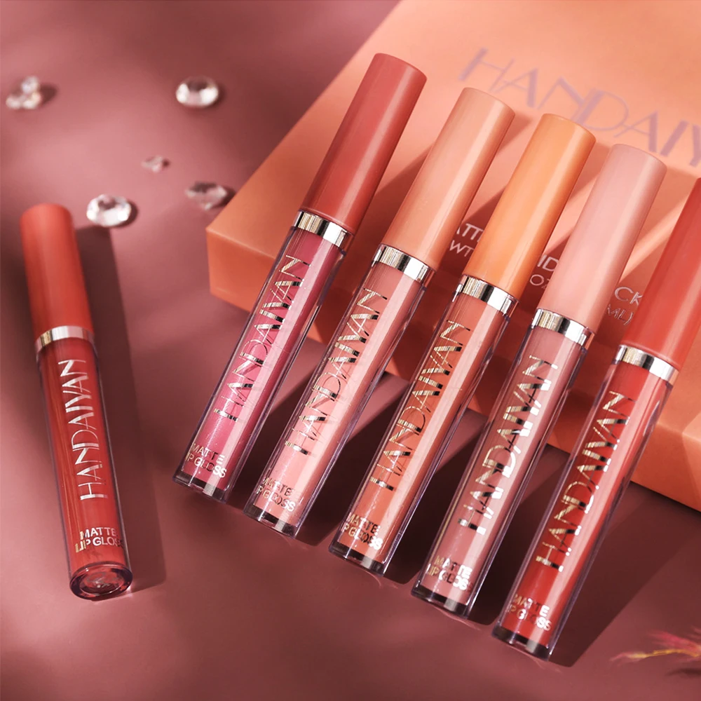 
 6 шт. блеск для губ Набор водонепроницаемые антипригарные чашки матовый блеск для губ Набор подарочная коробка  