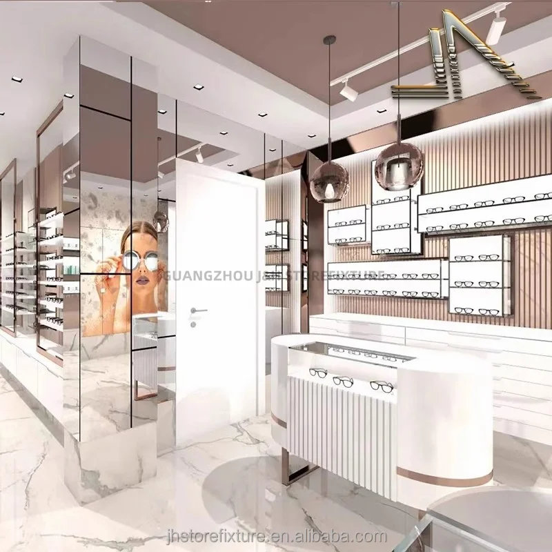 Custom Sun Glasses Display Cabinet with Led Light Glasses Counter Display Floor Stand for Store 3D Interior Design