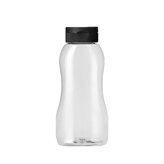 530 ml Plastic PET Kitchen Squeeze Bottle For Honey Silicone Valve Lid 17Oz Ketchup Sauce Bottles Jars