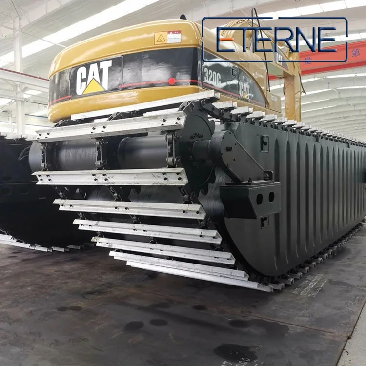 Extendable Amphibious Excavator Undercarriage Chassis Pontoon in the Water