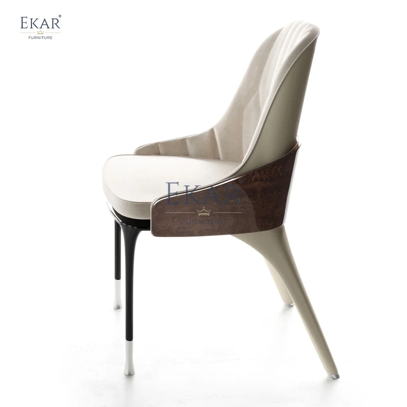 Modern Luxurious Dining Chair with Soft Upholstery & Metal Strip Legs - Simple Elegance for Your Bedroom manufacture