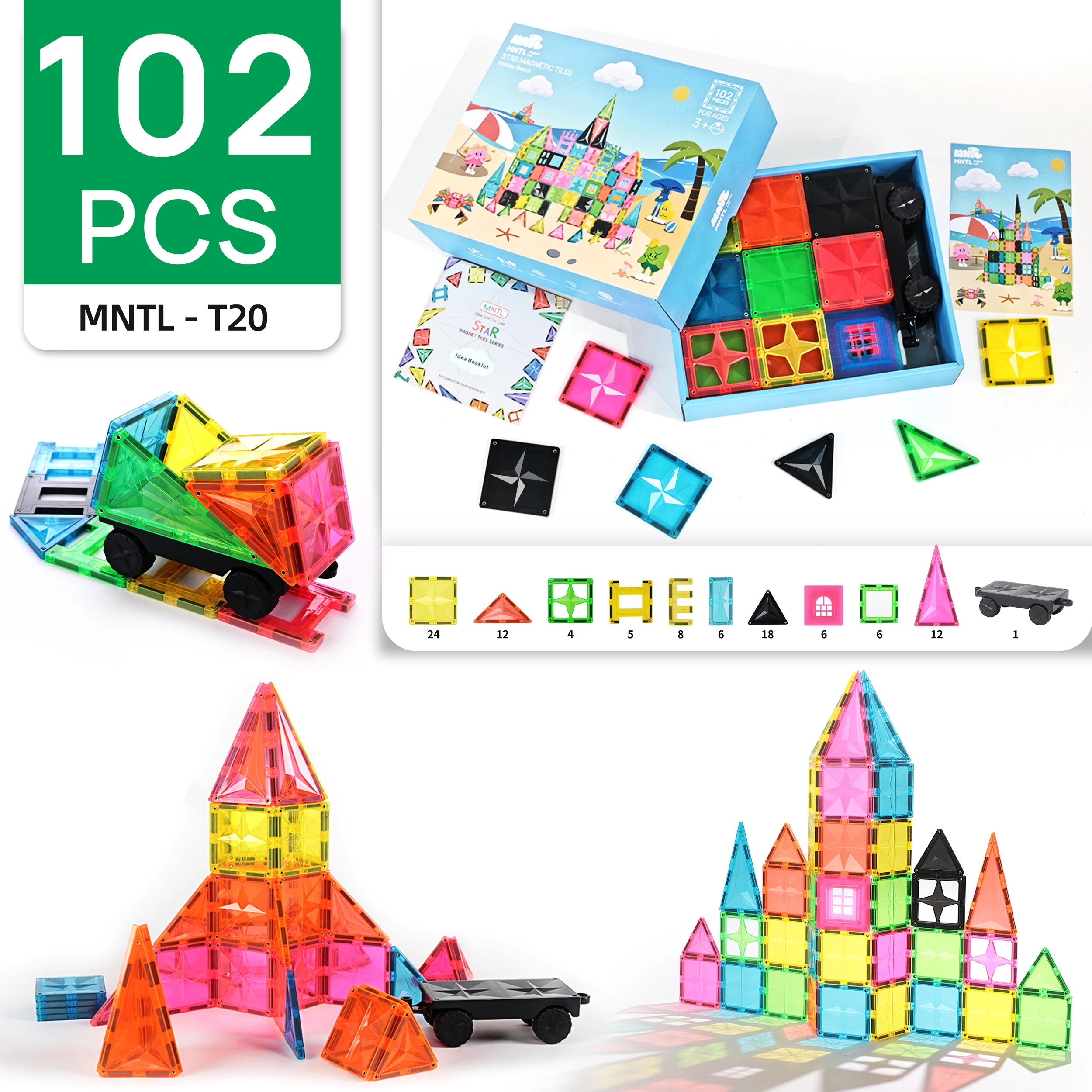 PicassoTiles Kids Toy Building Block Set Glow In The Dark Children Construction Kit Magnet Tiles - Foto 3