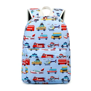 New Cartoon Character Car Pattern Blue Lightweight Child Boys Kids Book Bag School Bags Kindergaretn Preschool Backpack
