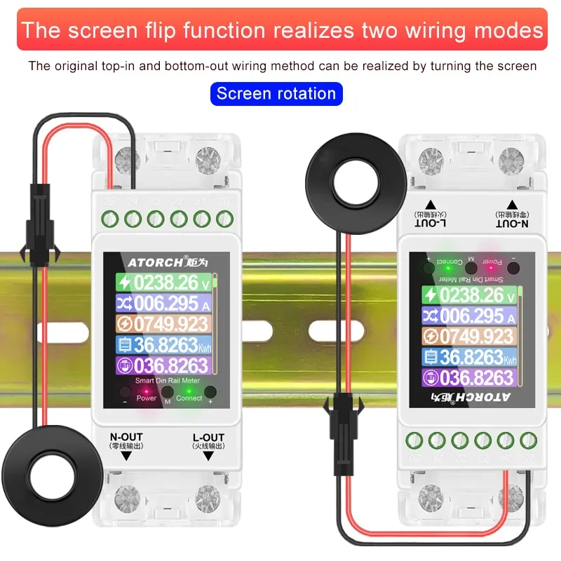 AT2PW 100A Tuya WIFI Din Rail Energy Meter Smart Switch Remote Control AC 220V 110V Digital Volt Amp Kwh Frequency Factor Meter