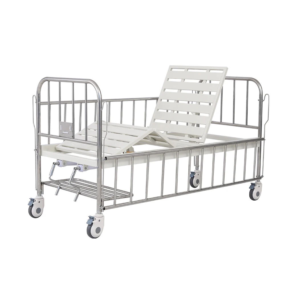 Dual Crank Children Manual Nursing Bed-Modern Stainless Guardrail Pediatric Hospital Furniture for Outdoor Use 2