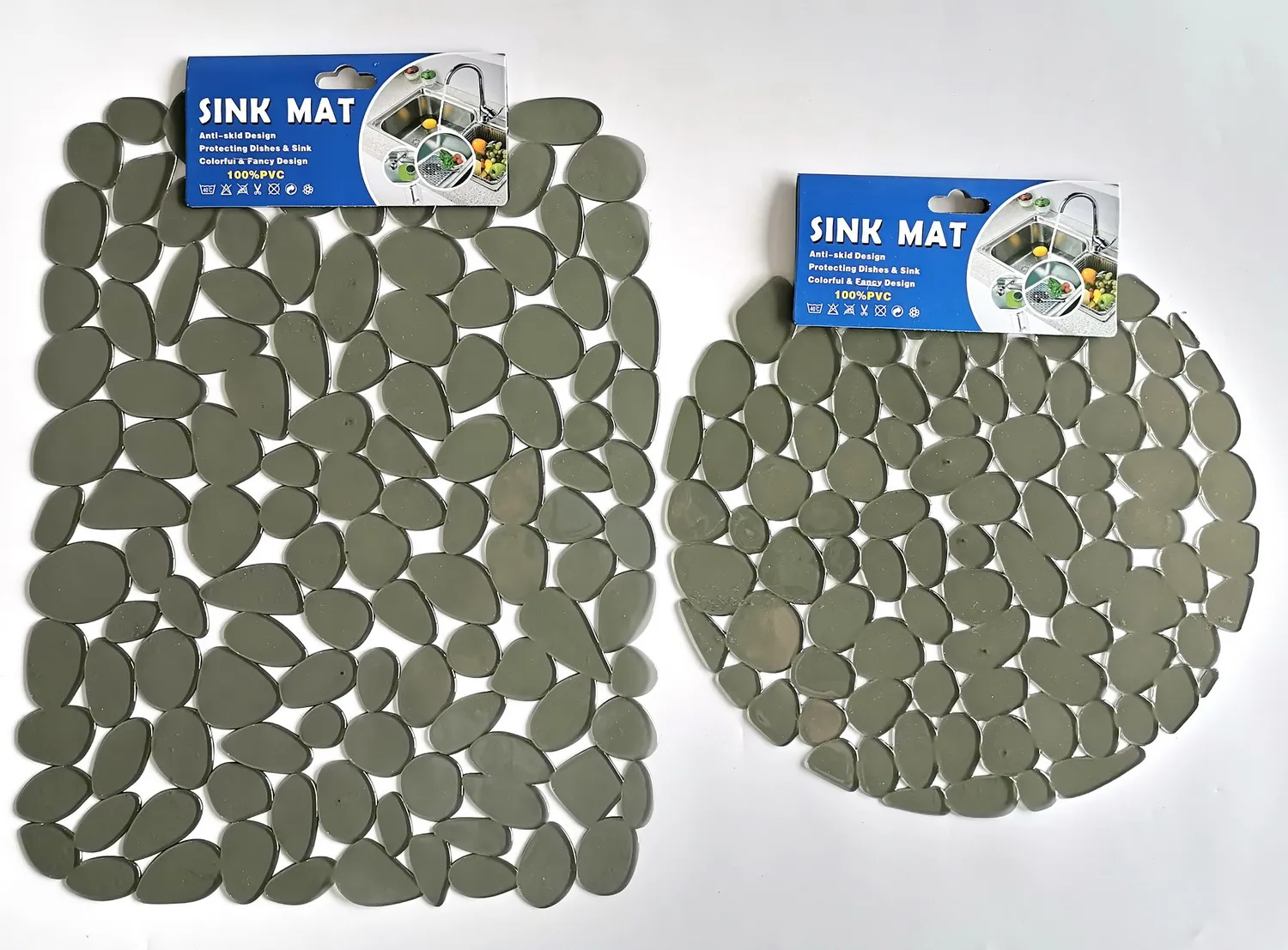 Eco-Friendly Round PVC Sink Mat for Kitchen RD29cm Plastic Pad With Novelty Design Under-Sink Drain Table Decoration