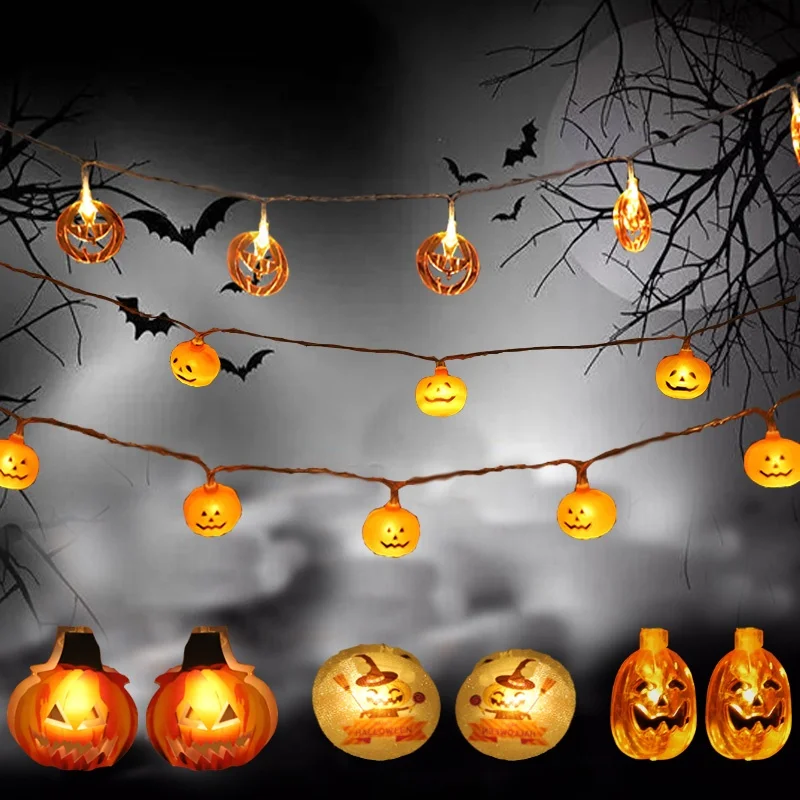 Guirlande Lumineuse Halloween Citrouille - 3 Mètres, 20 LED, à Piles, Pour Intérieur Et Extérieur - 11