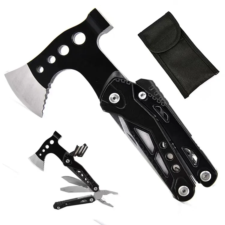Upgraded 16-in-1 Multi-Tool for Camping Survival Gear with Axe Hammer Pliers Saw Screwdriver Gift for Men Dad Industrial Grade