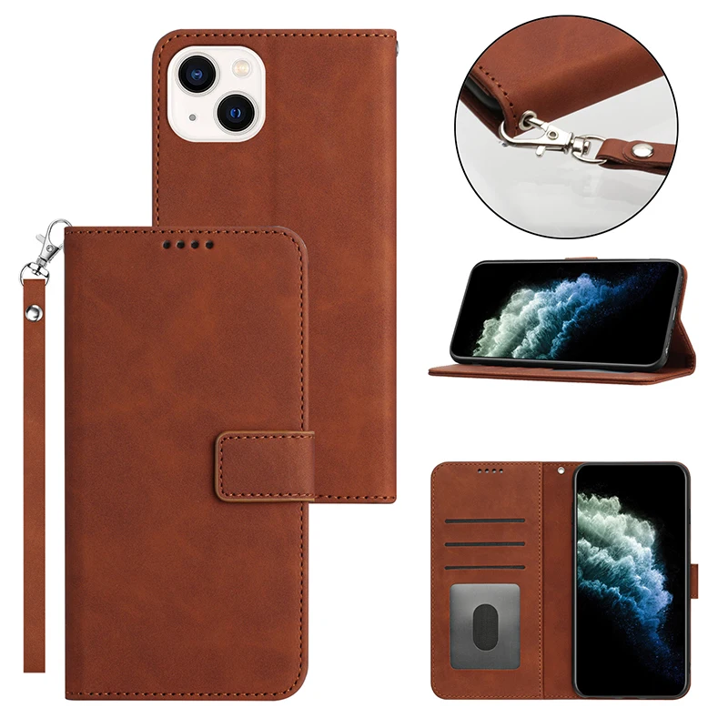 Custodia Portafoglio In Pelle PU Per Xiaomi Mi 11 Lite – Marrone, Con Slot Carte E Chiusura Magnetica