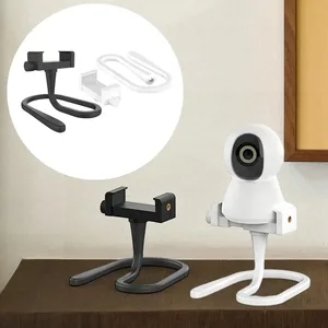 Universal White Flexible Silicon Baby Monitor Holder Longer IP Camera Stand with Hole-Free Crib Cradle Rod for Desk or Bed Use