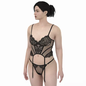 Women's Sexy Seamless Floral Pattern Corset Lingerie Underwire Bra Briefs Lace Embroidery Adults Bodysuits Corset Bra Panty Set