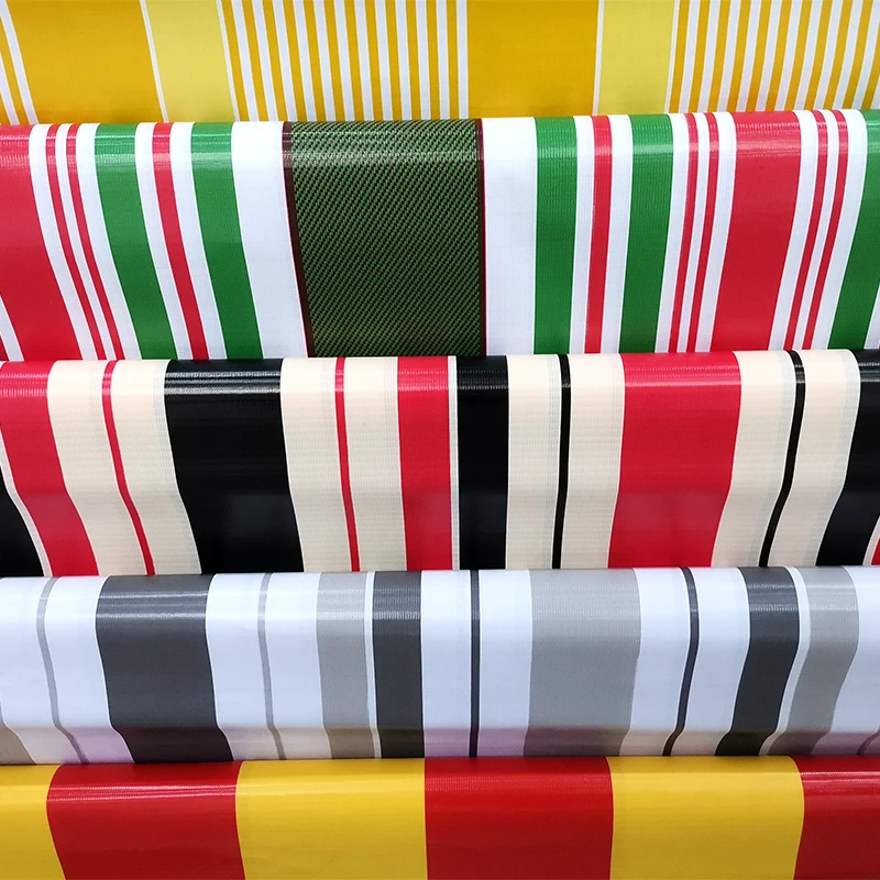 Green Pvc Strip Tarpaulin Screen Fence Pvc Coated Stripe Tarpaulin Awning Tarp Nylon Fabric Laminated Vinyl Sheet Roll Rollo