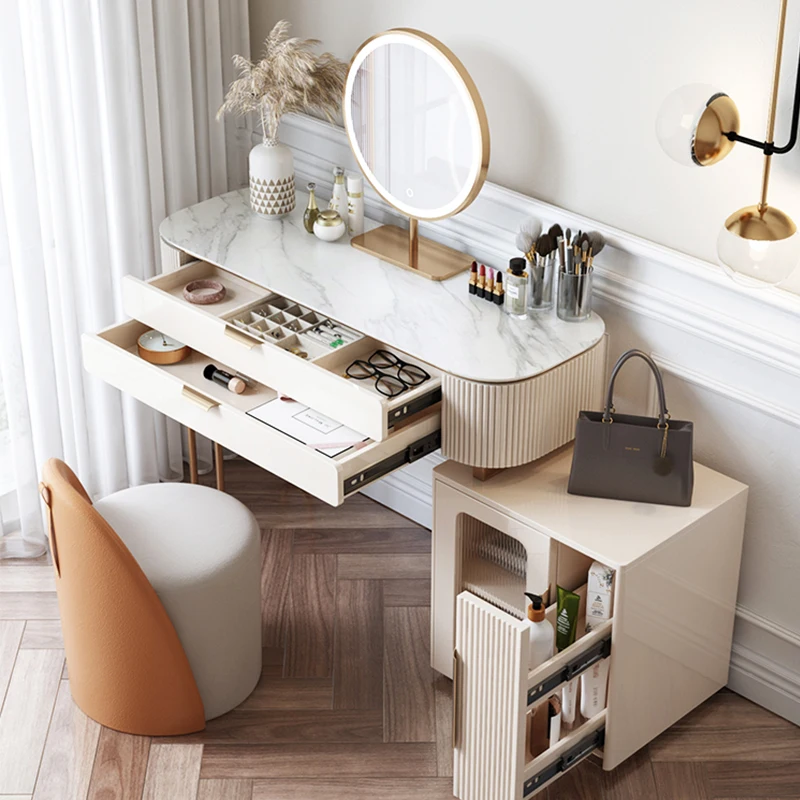High End Luxury Style Bedroom Furniture Storage Girls Dresser Modern European Make up Nordic Dressing Table with Mirror