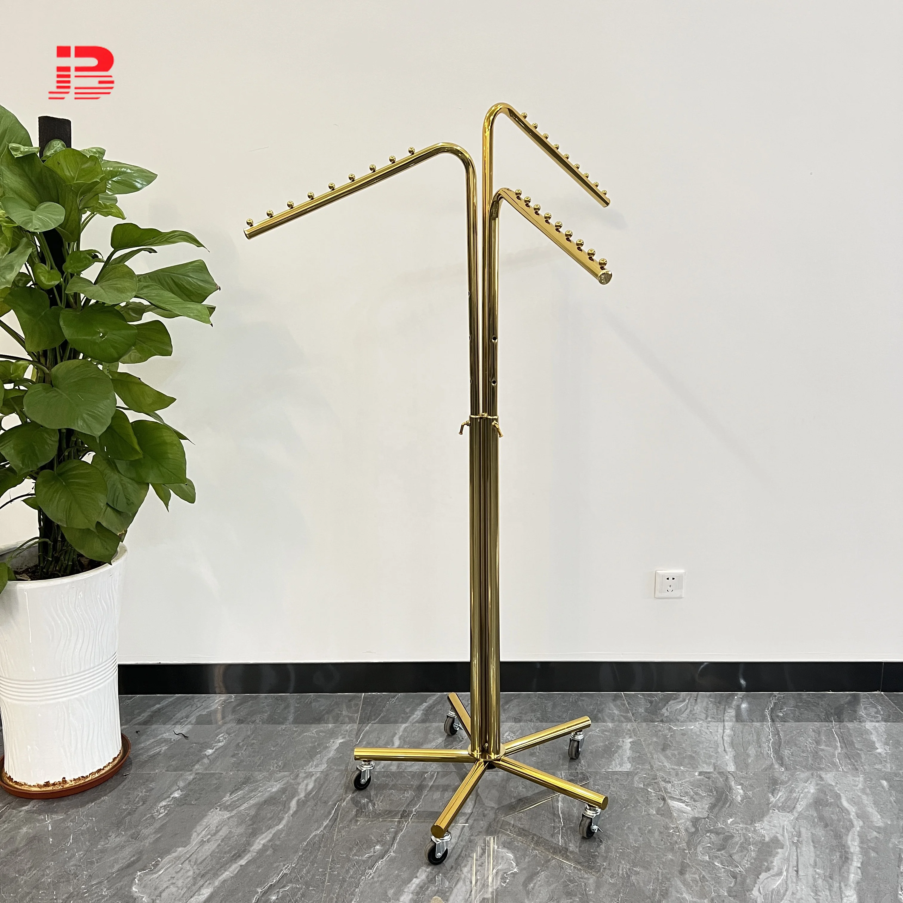 Heavy-duty Metal Garment Gold Clothing Display Rack factory