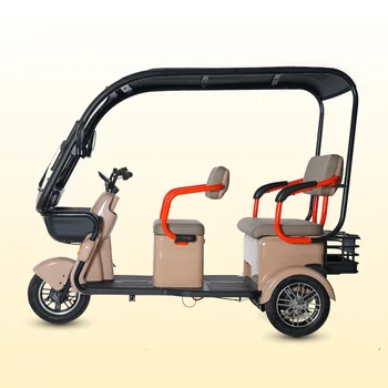 60V 650W Electric Tricycle Passenger and Cargo Semi Closed Three-wheel for Adults Rain Canopy Custom Colour Custom Logo Decal