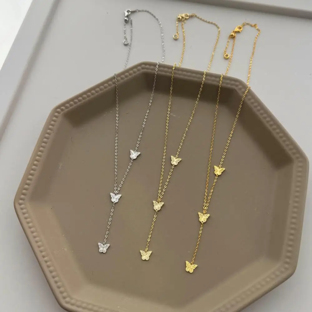 KAKODIY new 925 sterling silver jewelry gold-plated tassel butterfly forest necklace for women detail 2