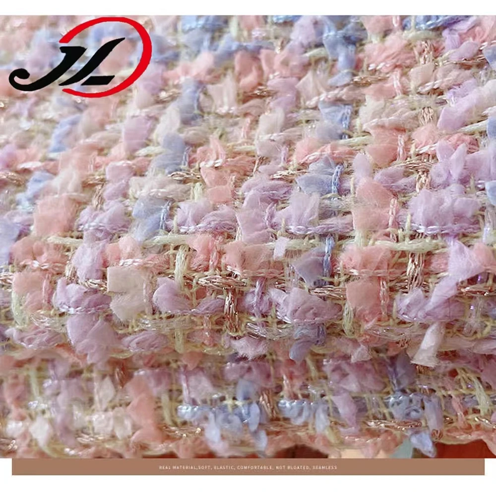 New Style Fancy Design Tweed Fabric Gold Metallic Colorful Tweed Fabric for Clothing