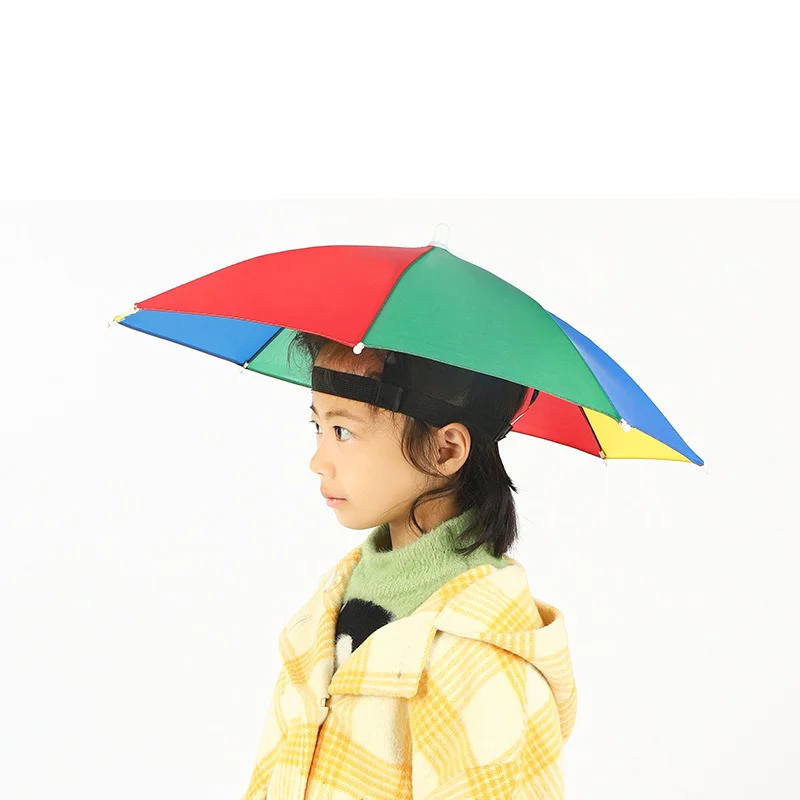 Factory Wholesale Cheap Head Umbrella Small Size Children's Hat Umbrella Outdoor Camping Fishing UV protection Special Printing