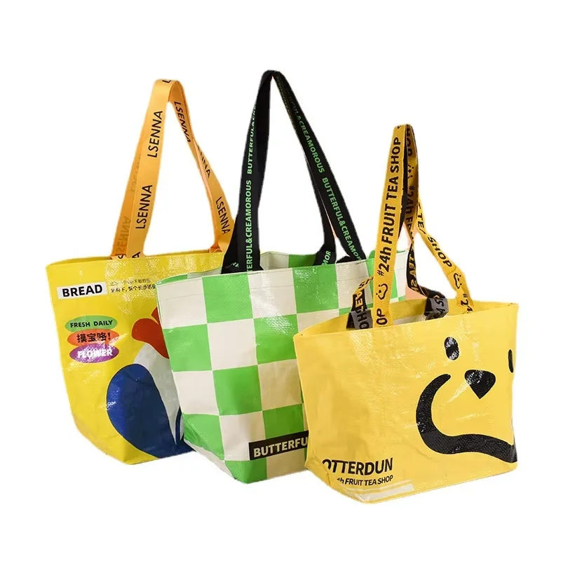 Reusable Tote Bags Eco Friendly Waterproof pp Woven Shopping Bag
