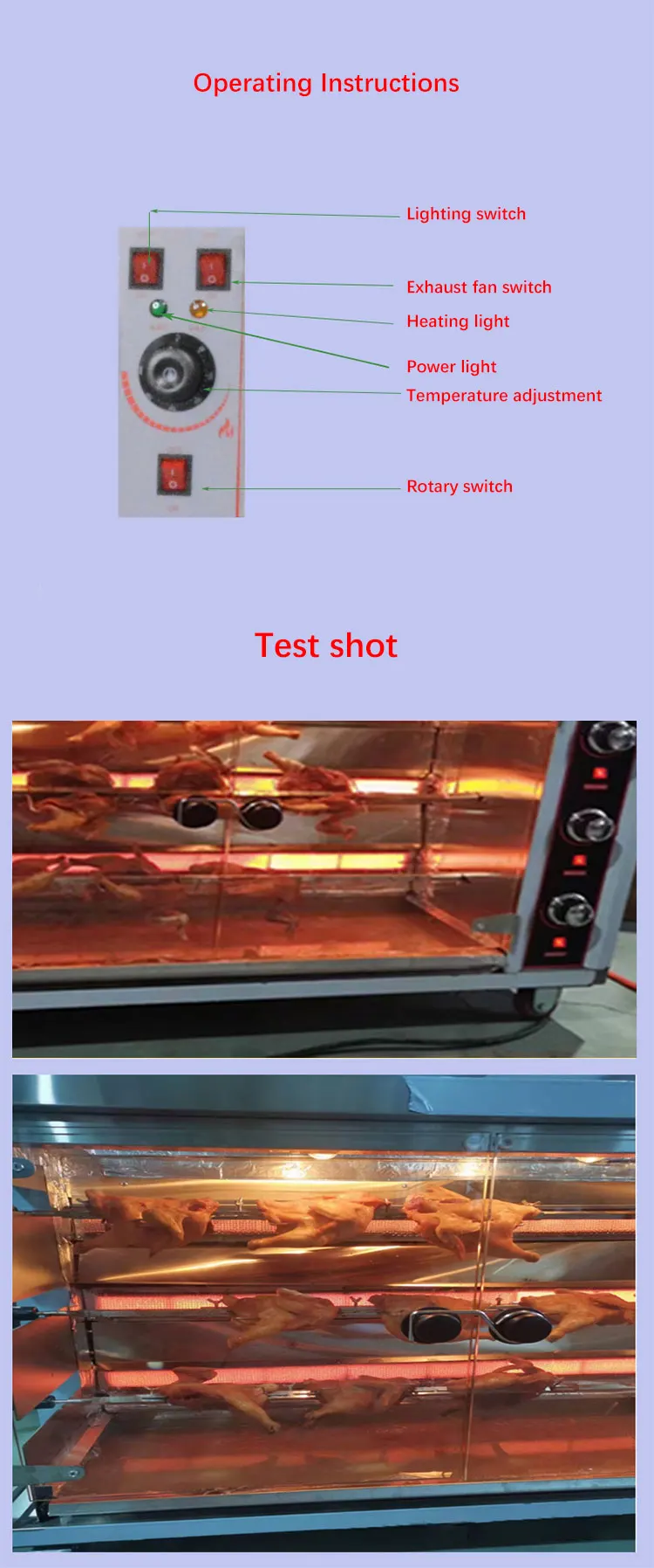 Automatic Rotary Vertical Gas Rotisserie Chicken Roaster Oven Grill