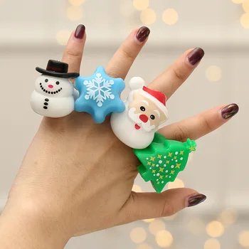 New Arrival Christmas Luminous Ring Children Toy Finger Light Glowing Toy Santa Claus Snowman Led Gift For Christmas