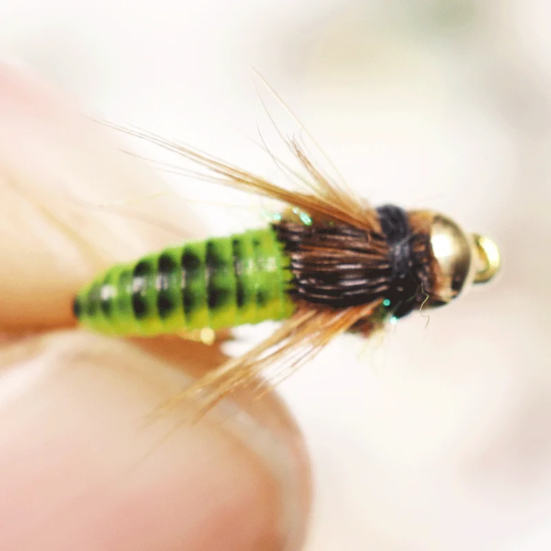 Topind Caddis Nymph Ice Silk Copper Head Nymph Hook Submerge Flies Bait