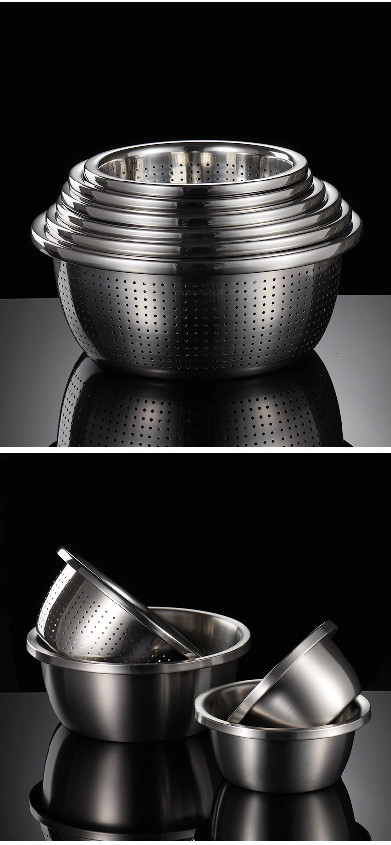 304 Stainless Steel Basin Household Thickening Cooking Kneading Kitchen Wash Basin Soup Leaching Egg Basin Wholesale 3015001