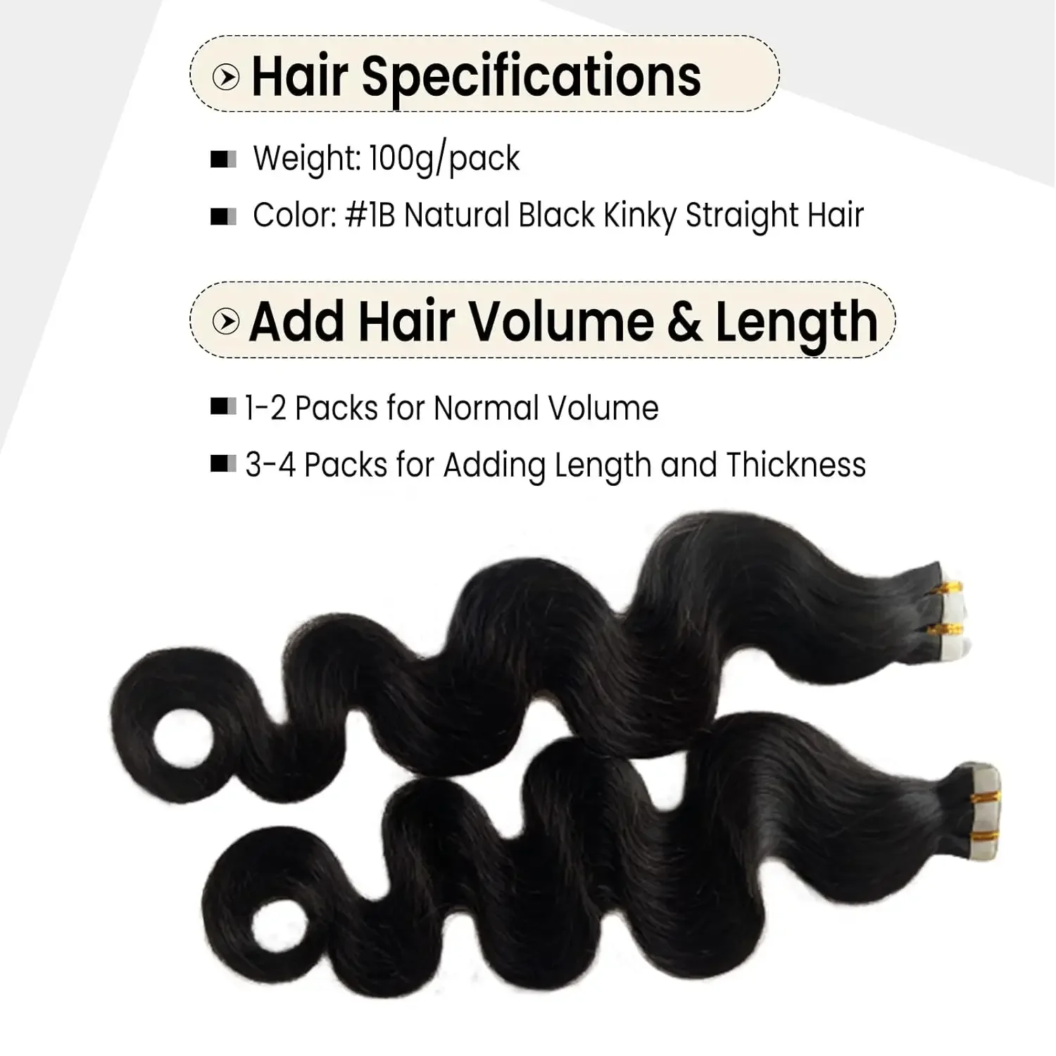 Body Wave Natürliches schwarzes Tape In Haarverlängerungen 50G/20Stk. Skin Weft 100% Remy Echthaar Tape In Haarverlängerungen für schwarze Frauen_voghion.com