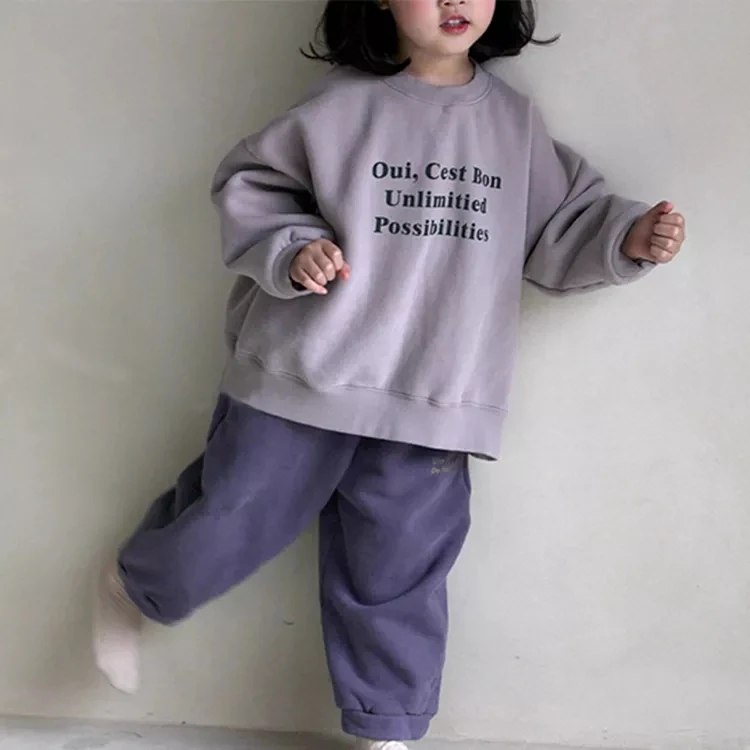 Зимняя одежда, Детский свитшот с длинным рукавом и буквенным принтом, пуловер, свитер, свитшот для маленьких девочек, толстовки