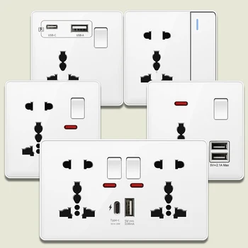 wall light switch Type 45 Sockets 3 pin Universal Sockets UK Modular Sockets Replaceable