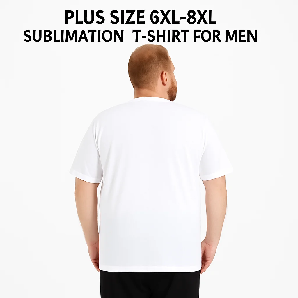 Camiseta Branca Sublimável em Tamanho Plus para Homens 6XL-8XL