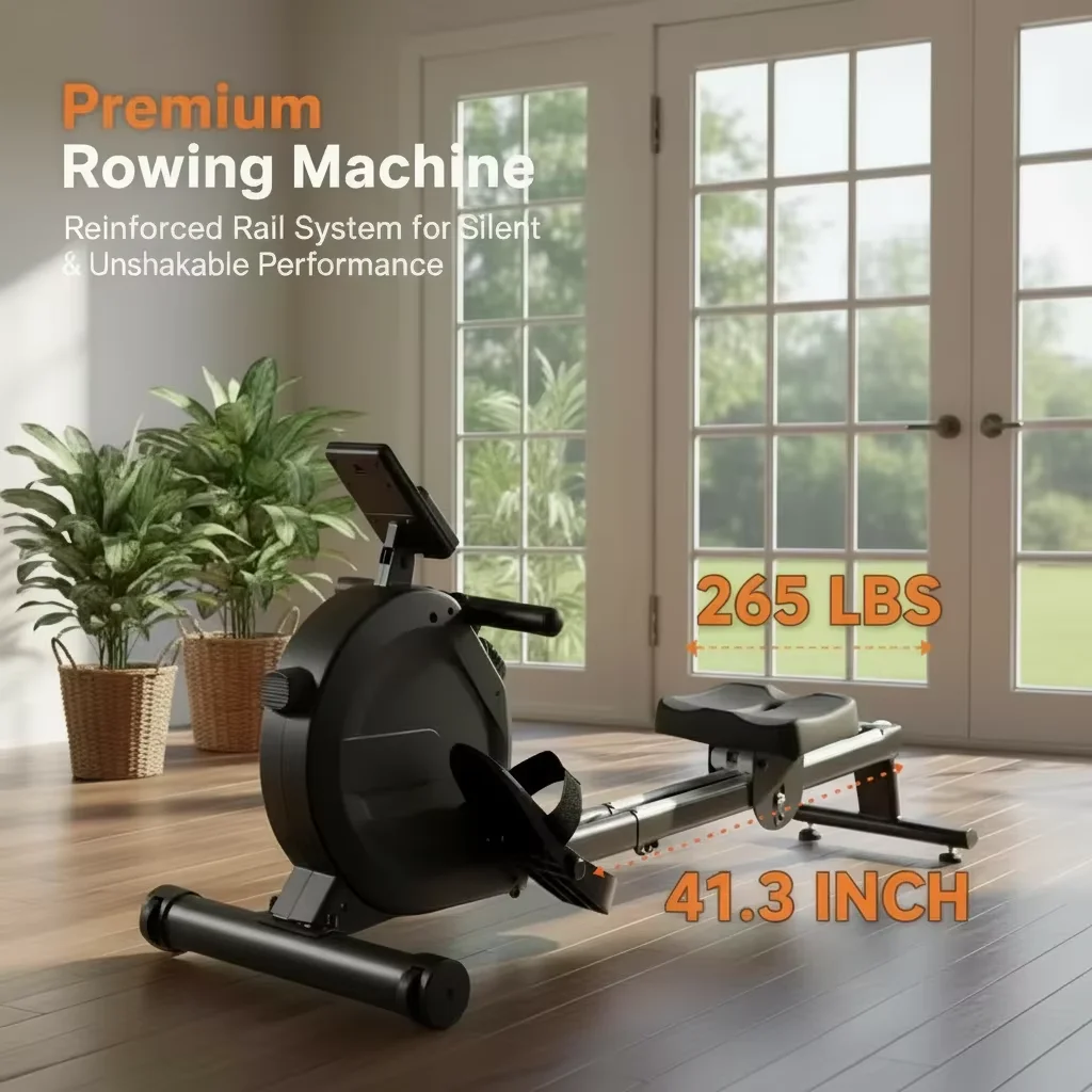 Adjustable Silent Magnetic Rower Rowing Machine CrossFit Home Equipment for product detail 3