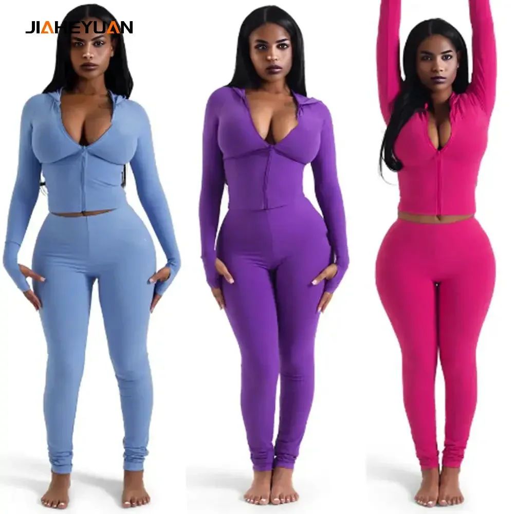 Custom Zip up Jacket Hoodie and Flared Pants Jogging Suit