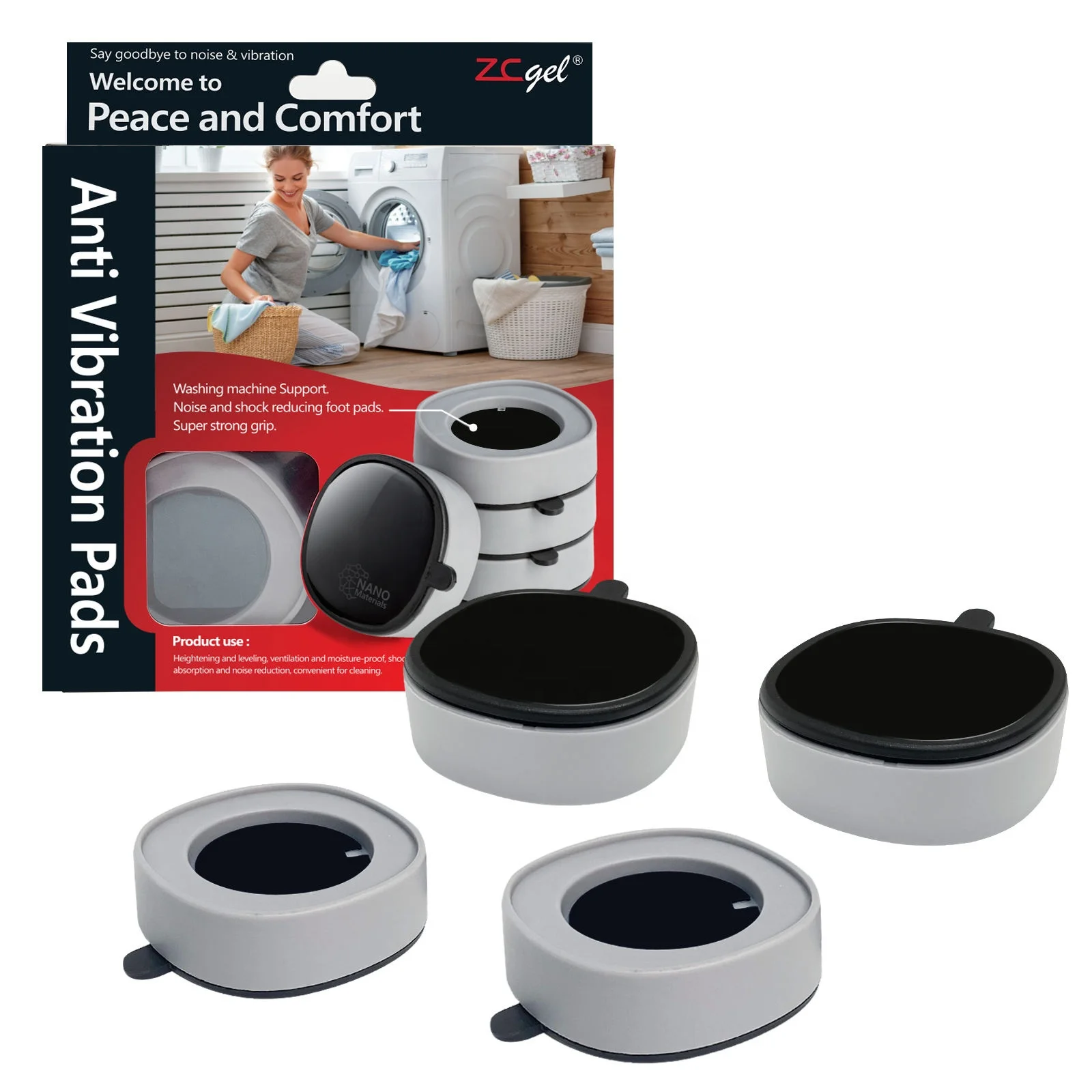 4 Pezzi Piedini Antivibrazione Lavatrice In Gomma, Universali - Foto 9