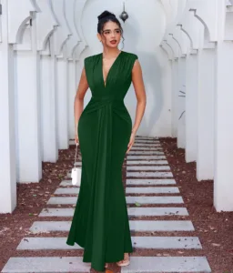 New Sleeveless V Neck Women's Long Dress for Ladies Party Evening Dress