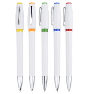Manufacture Wholesale High Quality Blank White Press Promotional Plastic Ballpoint Pens with Customer's logo